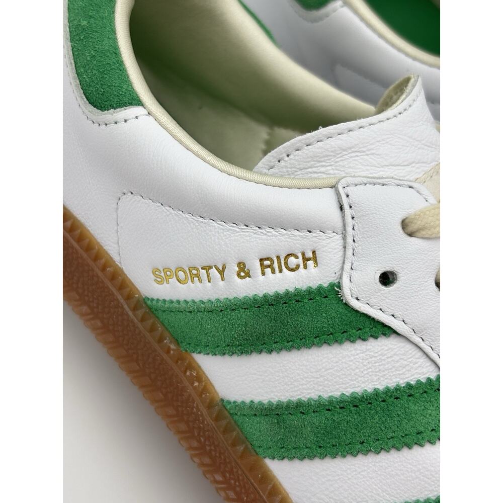 Adidas x Sporty & Rich Collab Sambas Sneakers White Green Leather Womens Size 8 - Picture 7 of 16